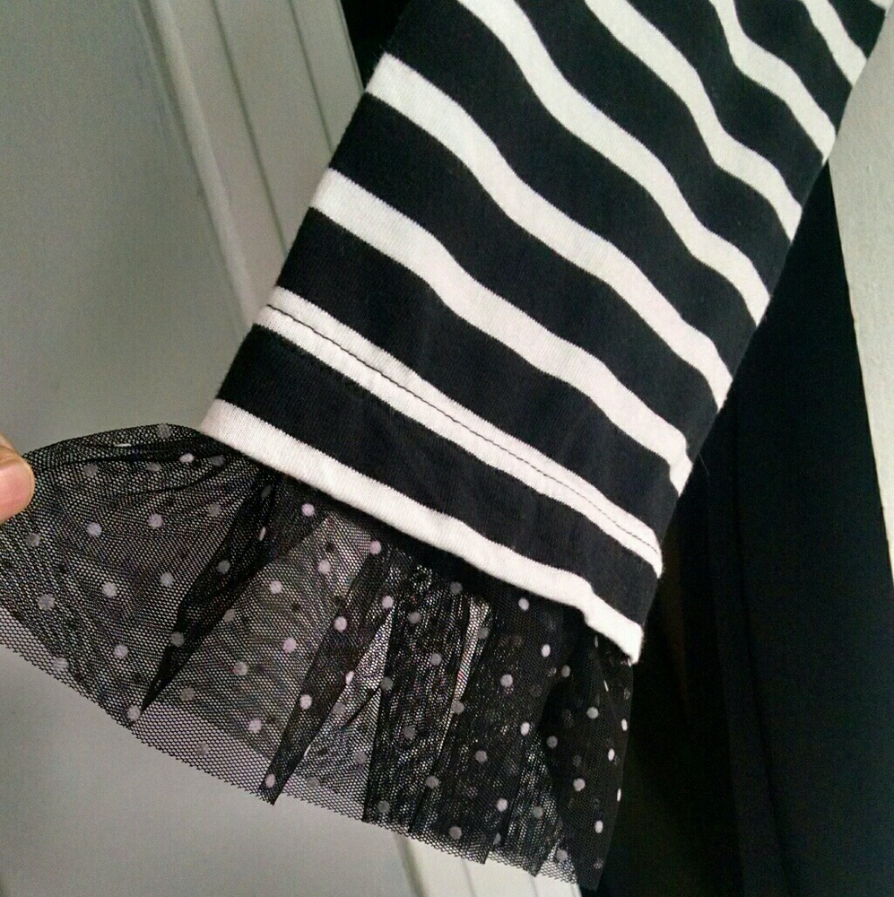 J crew black &ivory top w/tulle.
